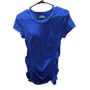 Athleta Royal Blue Ruched Side Athletic T Shirt Short Sleeve Women's Size S